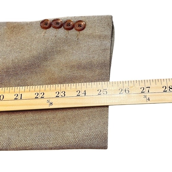 Ralph Lauren Dillard's Herringbone Silk Blazer 52R Light Brown Men's Sport Coat - Picture 10 of 13